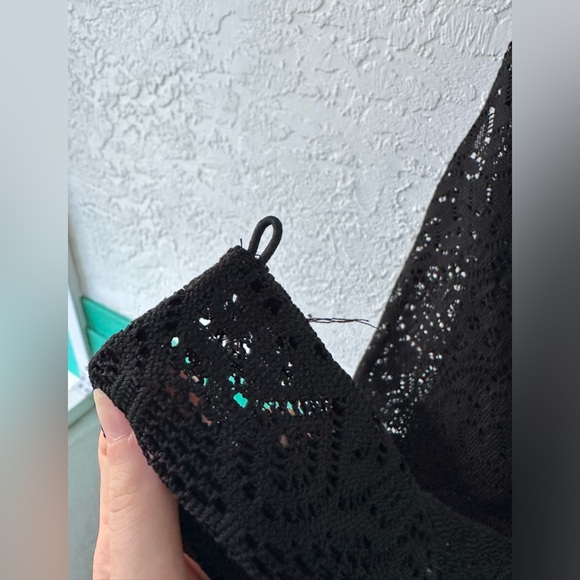 Free People Beach Cover Up Romper Jumpsuit BLACK Lace Spaghetti Straps Small - Picture 5 of 11